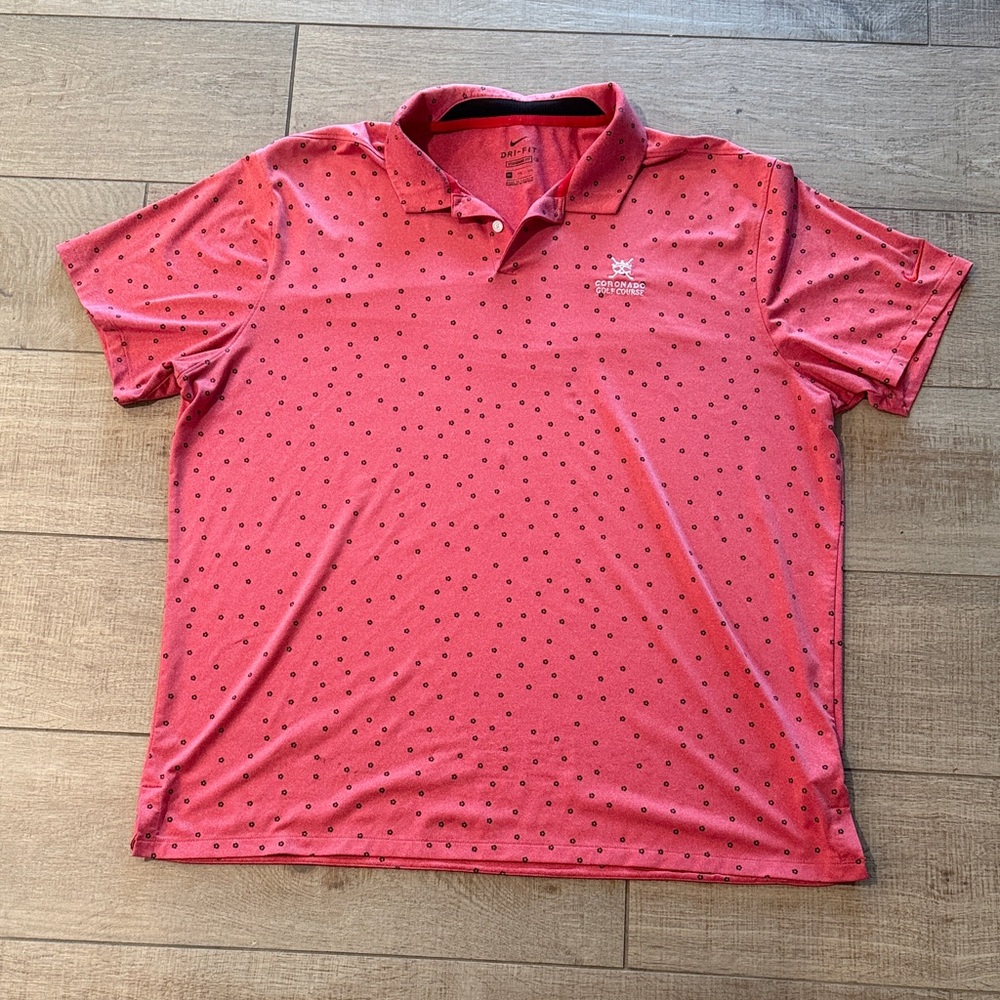 Nike Soft Red and Black Floral Coronado Golf Course Polo Golf shirt  XXL